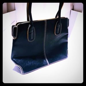 Tods Black Leather Tote Bag - Purse - Handbag